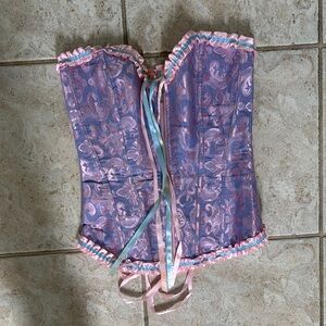 Elegant Pink and Purple Lace-Up Corset